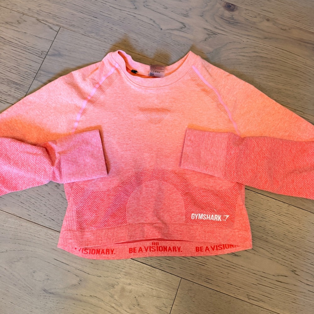 Gymshark Vital Seamless Long Sleeve Crop Top Coral Orange Marl Size L